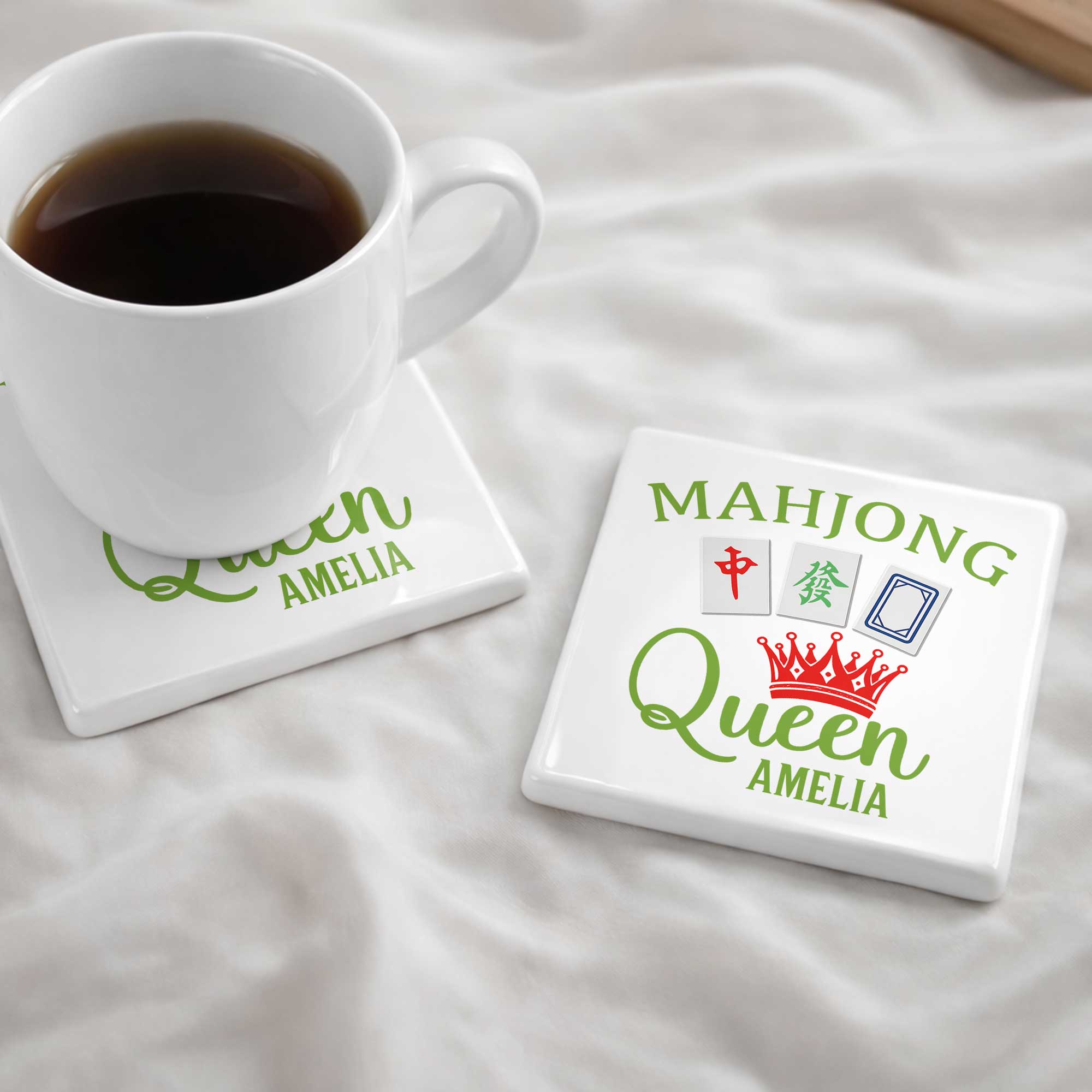 Personalized Mahjong Queen Custom Ceramic Coaster for Mom