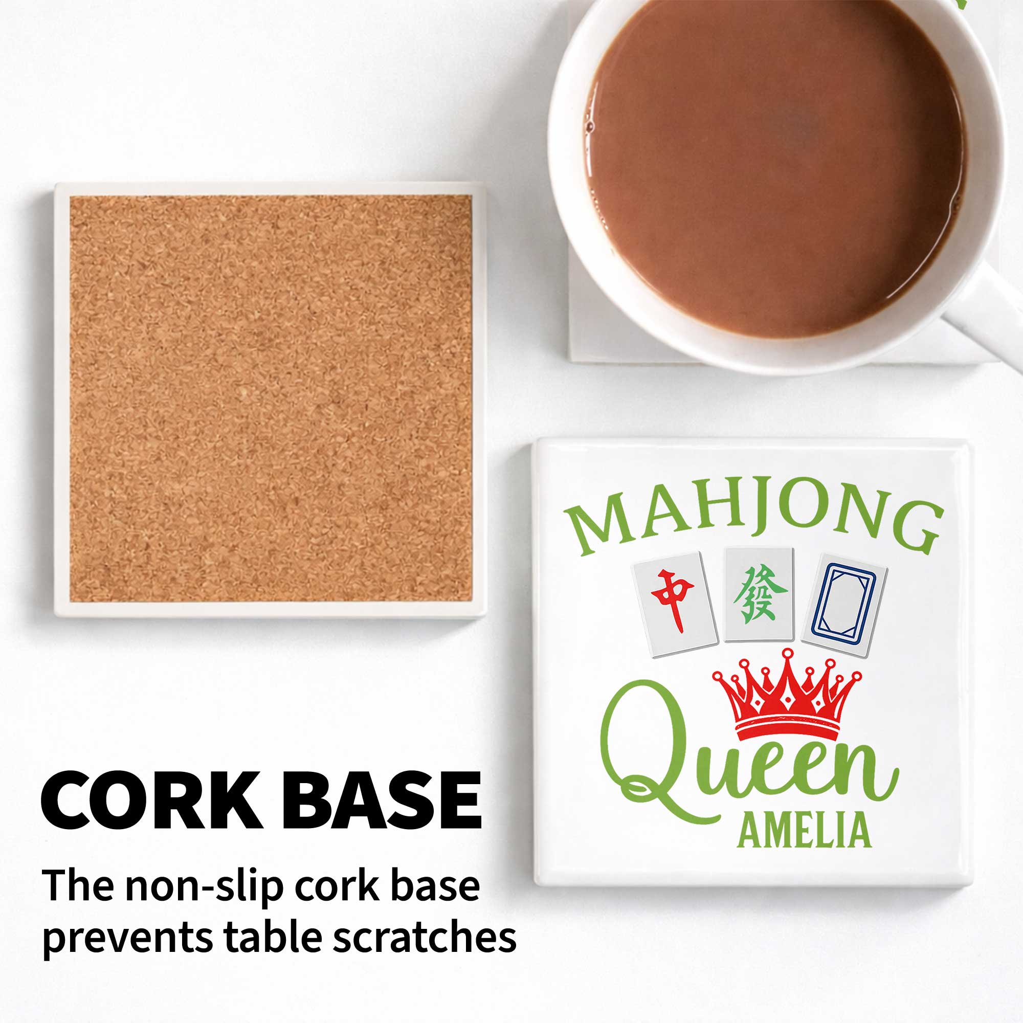 Personalized Mahjong Queen Custom Ceramic Coaster for Mom