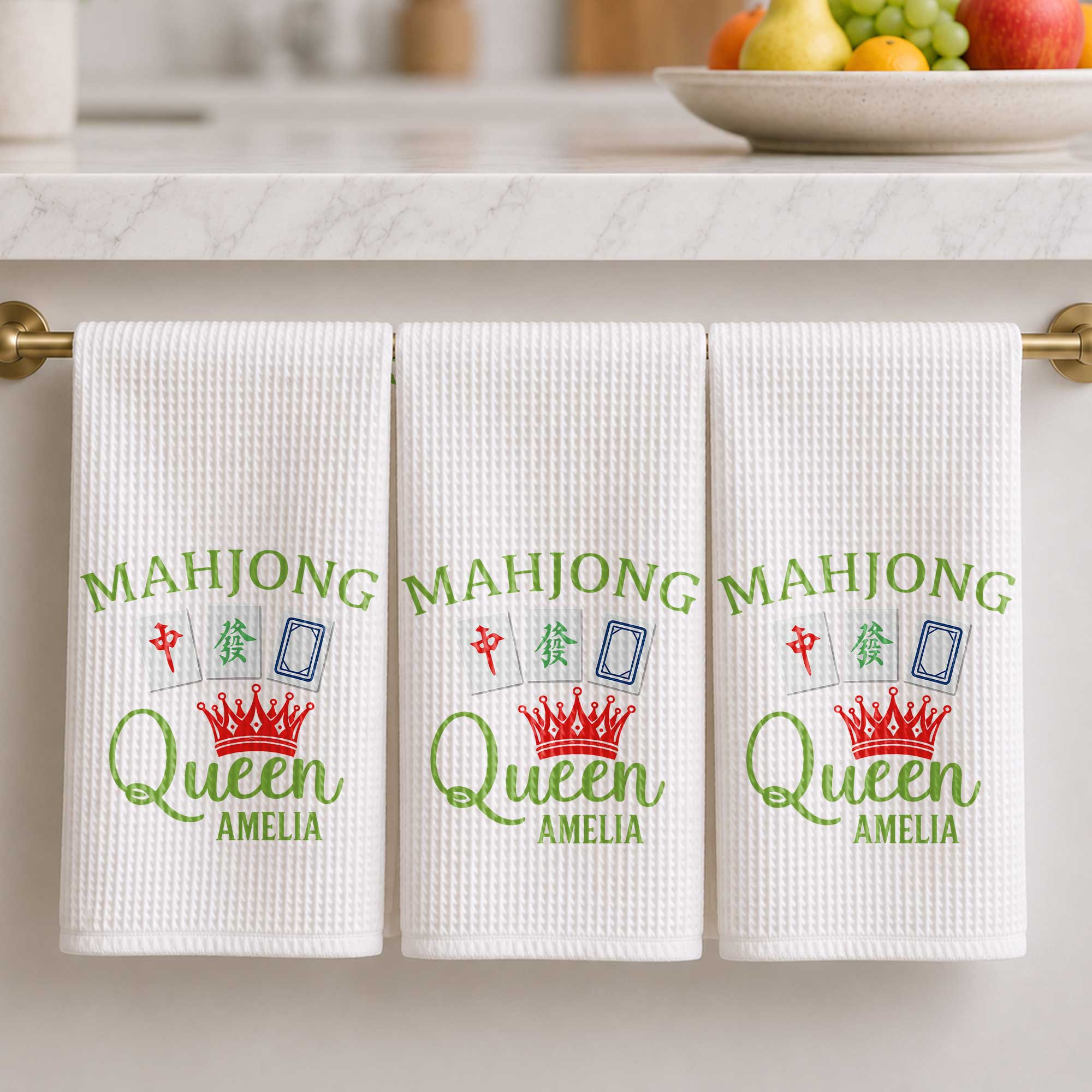 Personalized Mahjong Queen Kitchen Towel Custom Gift for Mom
