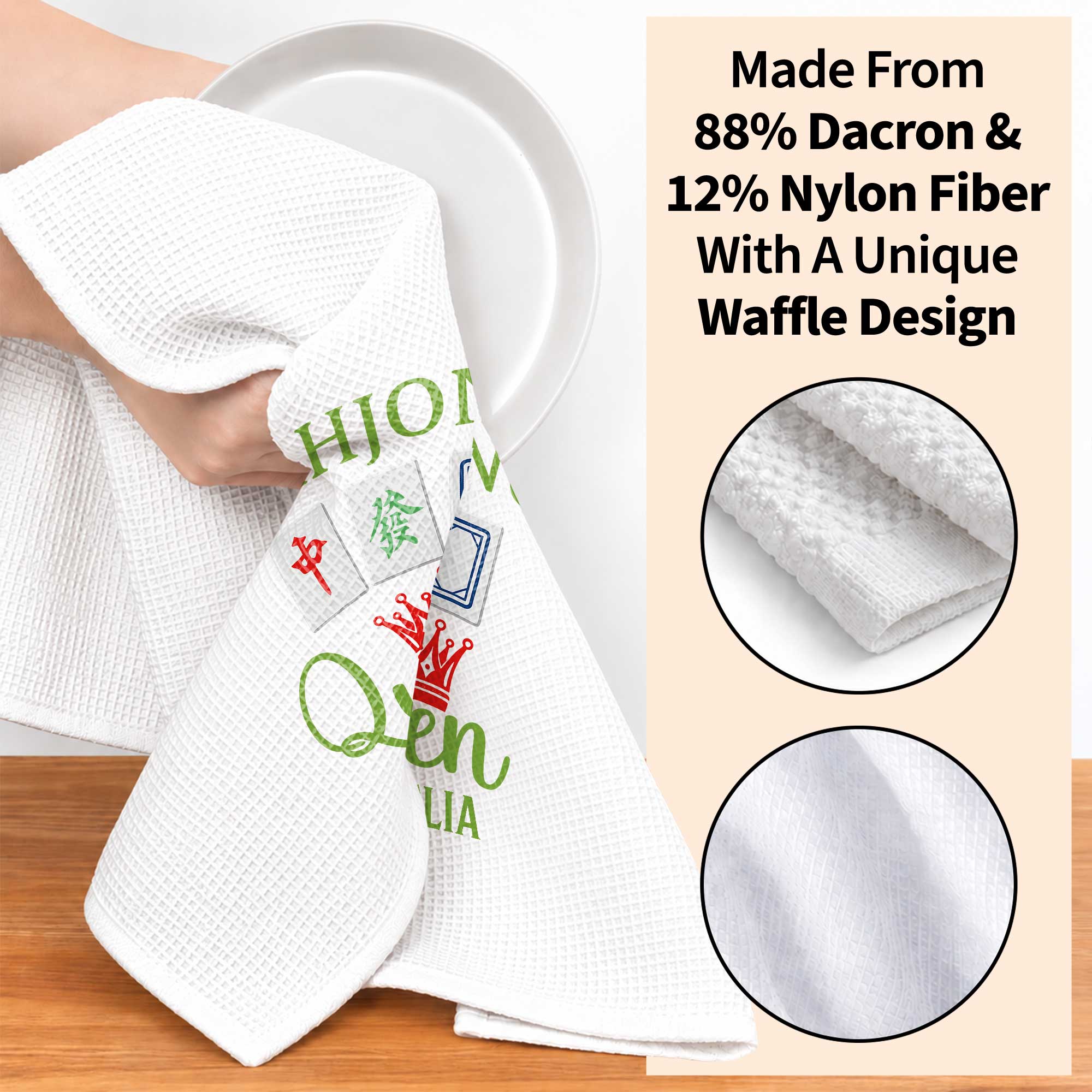 Personalized Mahjong Queen Kitchen Towel Custom Gift for Mom