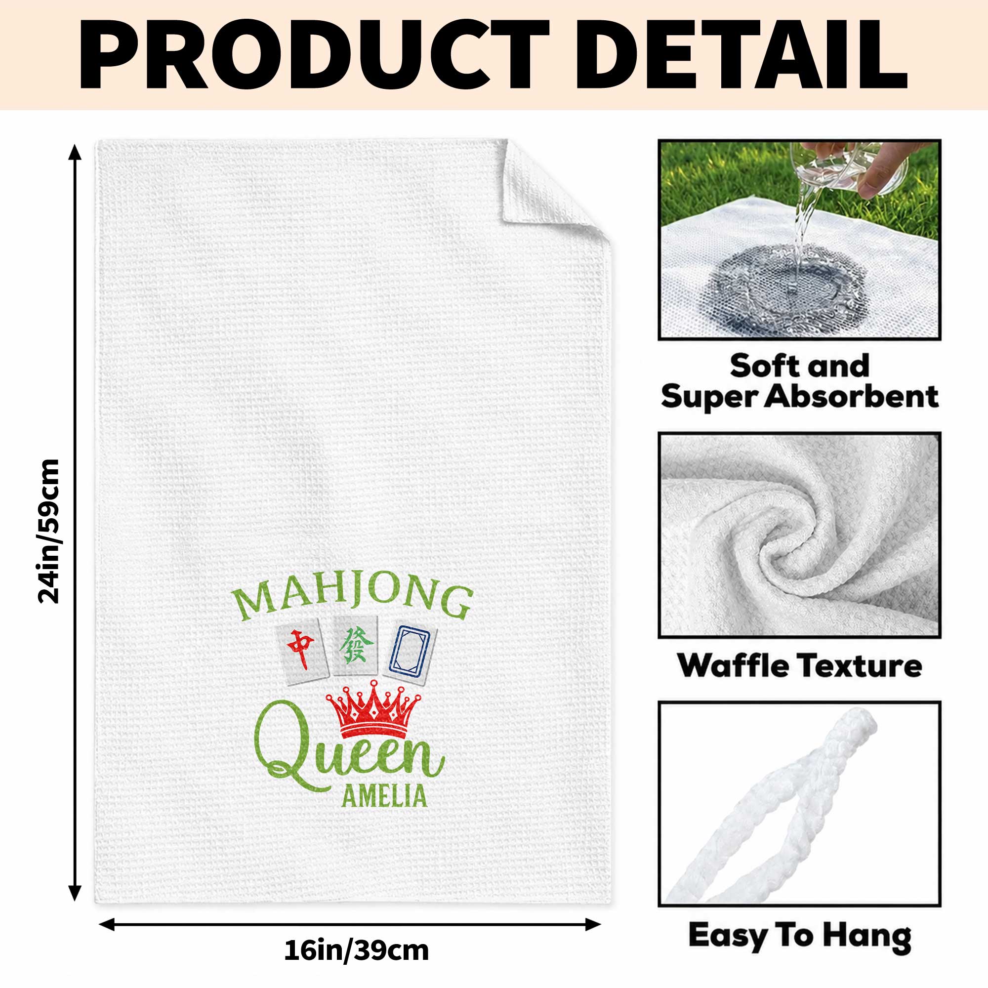 Personalized Mahjong Queen Kitchen Towel Custom Gift for Mom