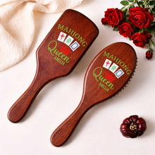 Load image into Gallery viewer, Personalized Bamboo Hair Brush Custom Name Mahjong Queen Gift

