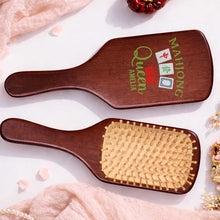 Load image into Gallery viewer, Personalized Bamboo Hair Brush Custom Name Mahjong Queen Gift
