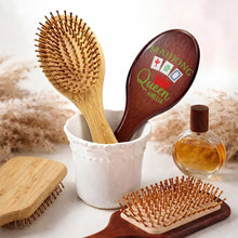 Load image into Gallery viewer, Personalized Bamboo Hair Brush Custom Name Mahjong Queen Gift
