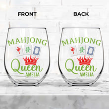 Load image into Gallery viewer, Personalized Stemless Wine Glass Custom Name Mahjong Queen Gift
