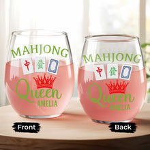 Load image into Gallery viewer, Personalized Stemless Wine Glass Custom Name Mahjong Queen Gift
