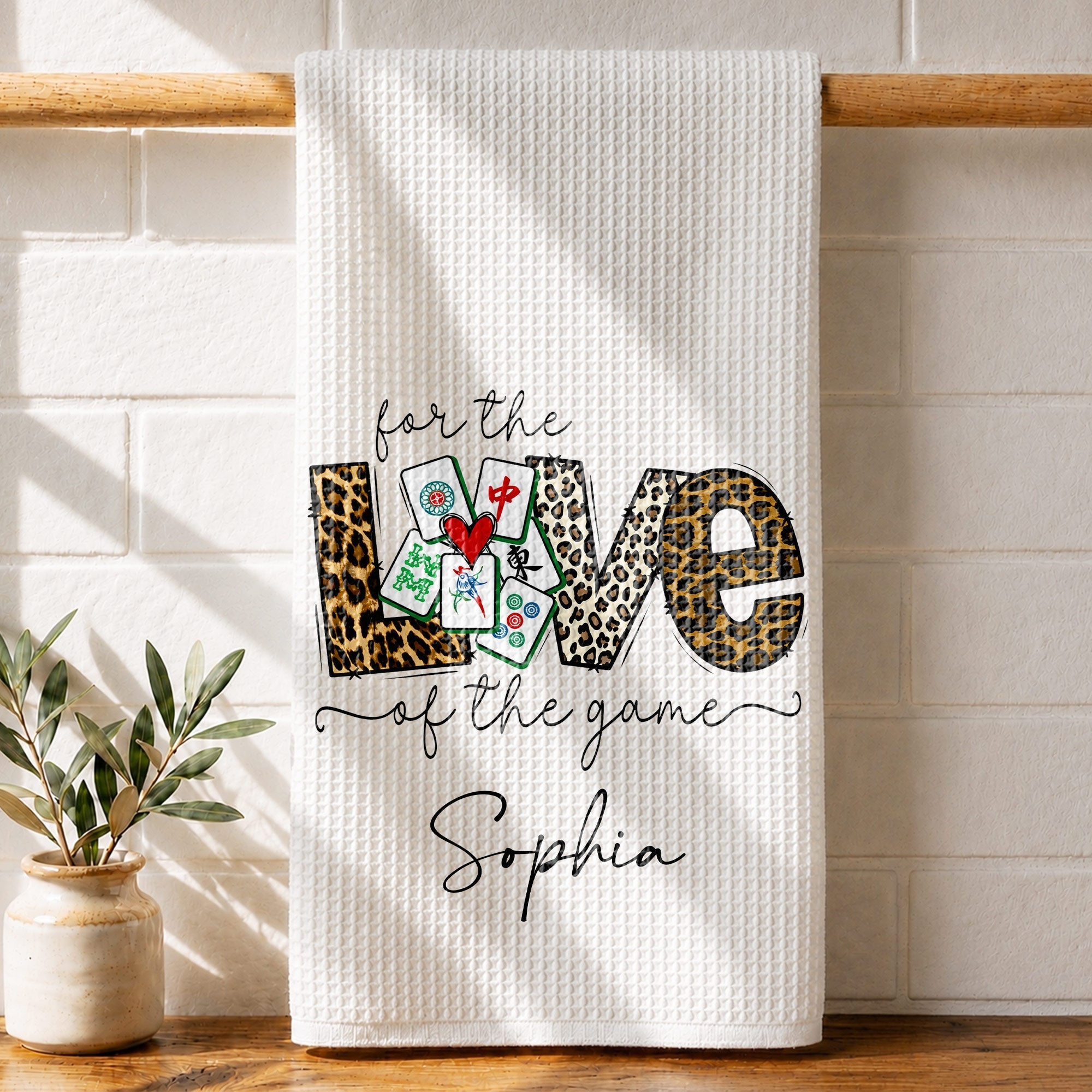 Personalized Leopard Print Kitchen Towel Custom Name Gift for Hobbyists