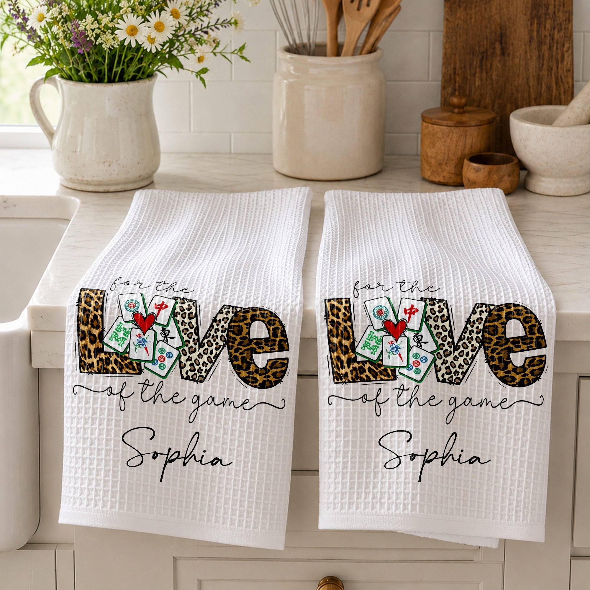 Personalized Leopard Print Kitchen Towel Custom Name Gift for Hobbyists