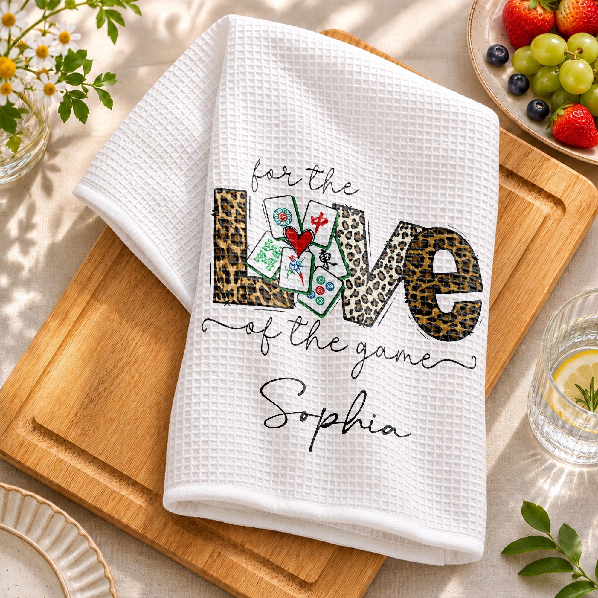 Personalized Leopard Print Kitchen Towel Custom Name Gift for Hobbyists