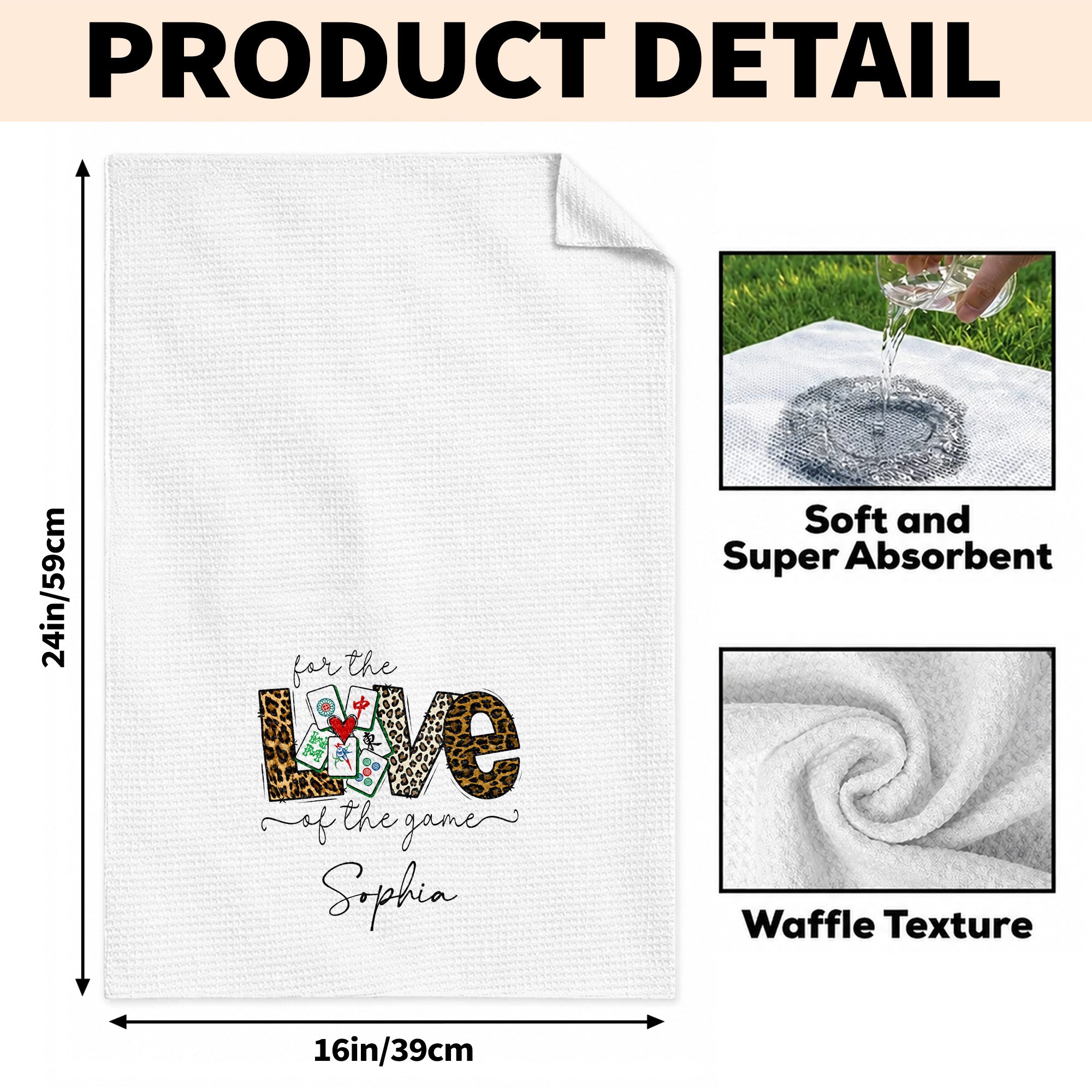 Personalized Leopard Print Kitchen Towel Custom Name Gift for Hobbyists
