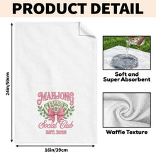 Load image into Gallery viewer, Personalized Mahjong Kitchen Towel with Pink Bow for Mom
