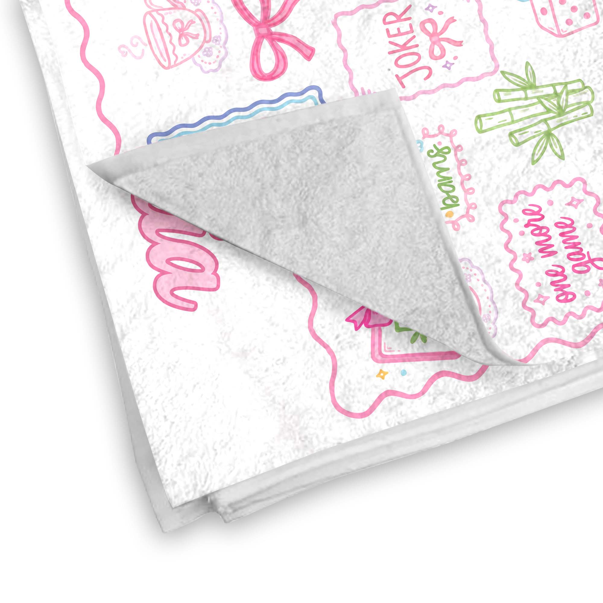 Personalized Mahjong Themed Beach Towel Custom Name Gift for Beach Lovers
