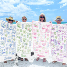 Load image into Gallery viewer, Personalized Mahjong Themed Beach Towel Custom Name Gift for Beach Lovers
