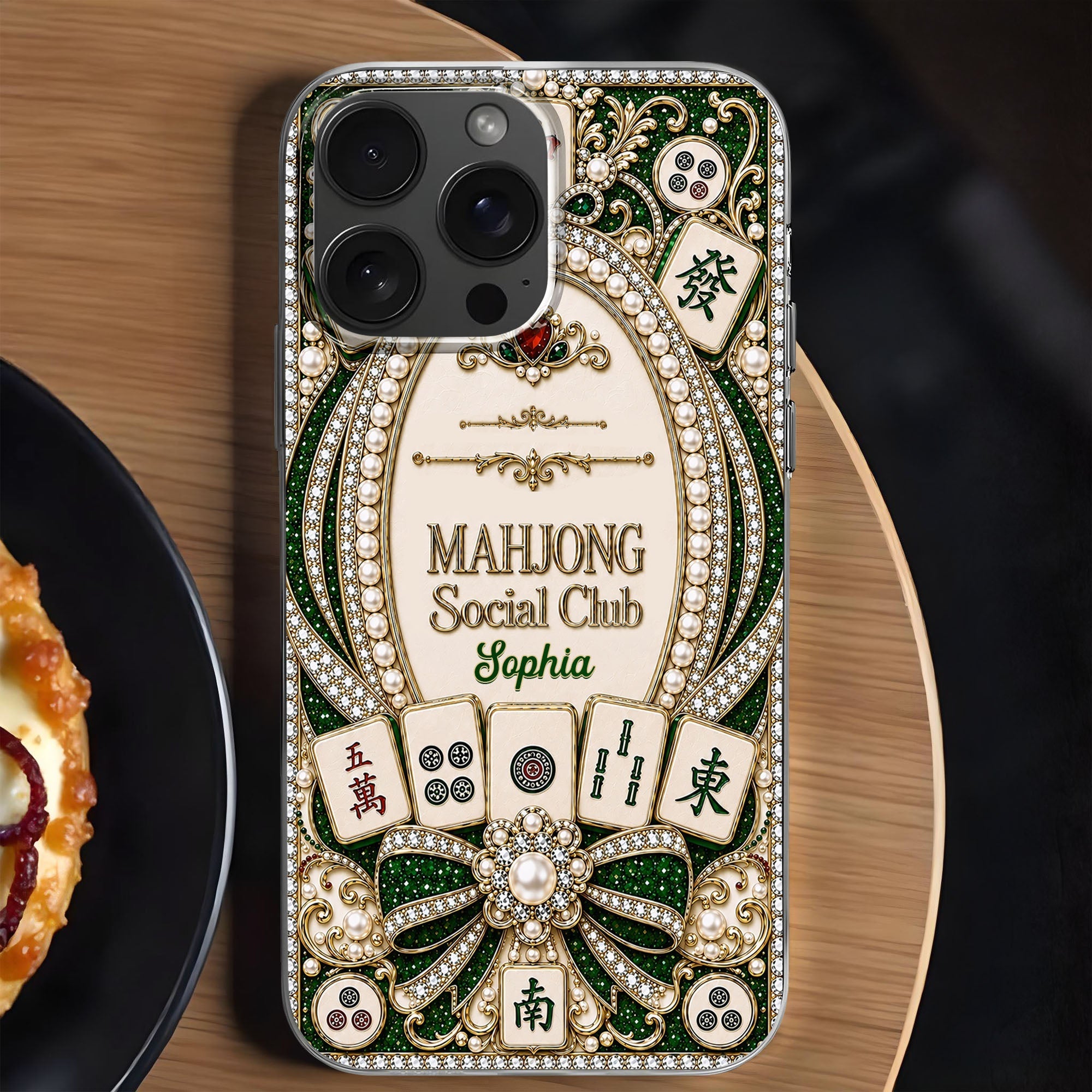 Personalized Clear Phone Case for Mahjong Lovers with Name