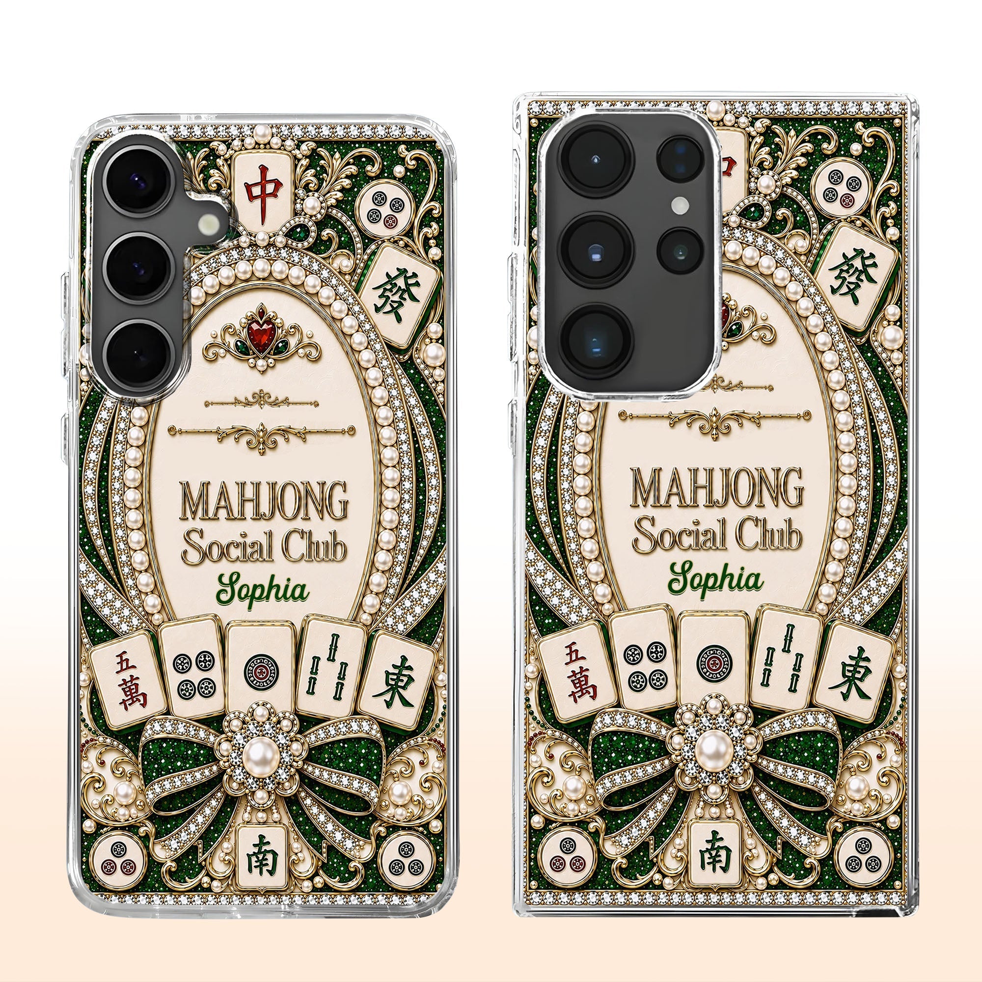 Personalized Clear Phone Case for Mahjong Lovers with Name