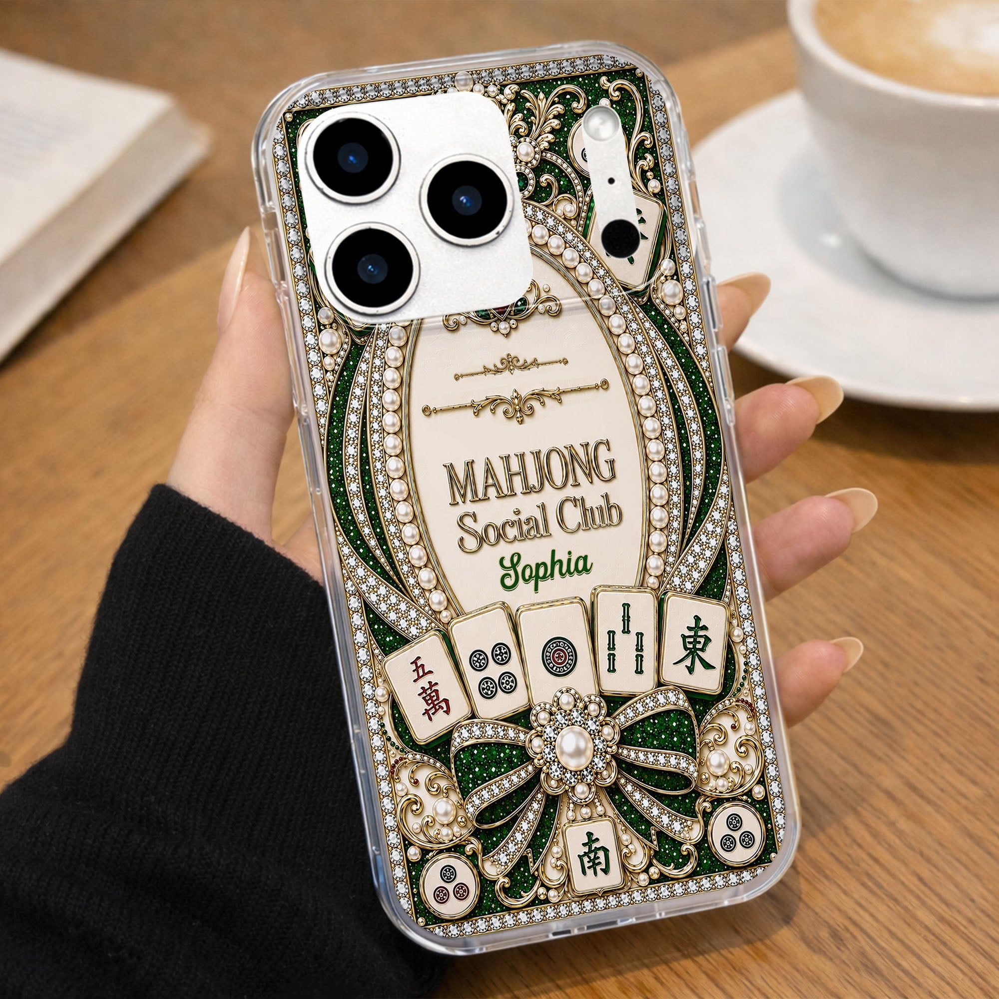 Personalized Clear Phone Case for Mahjong Lovers with Name