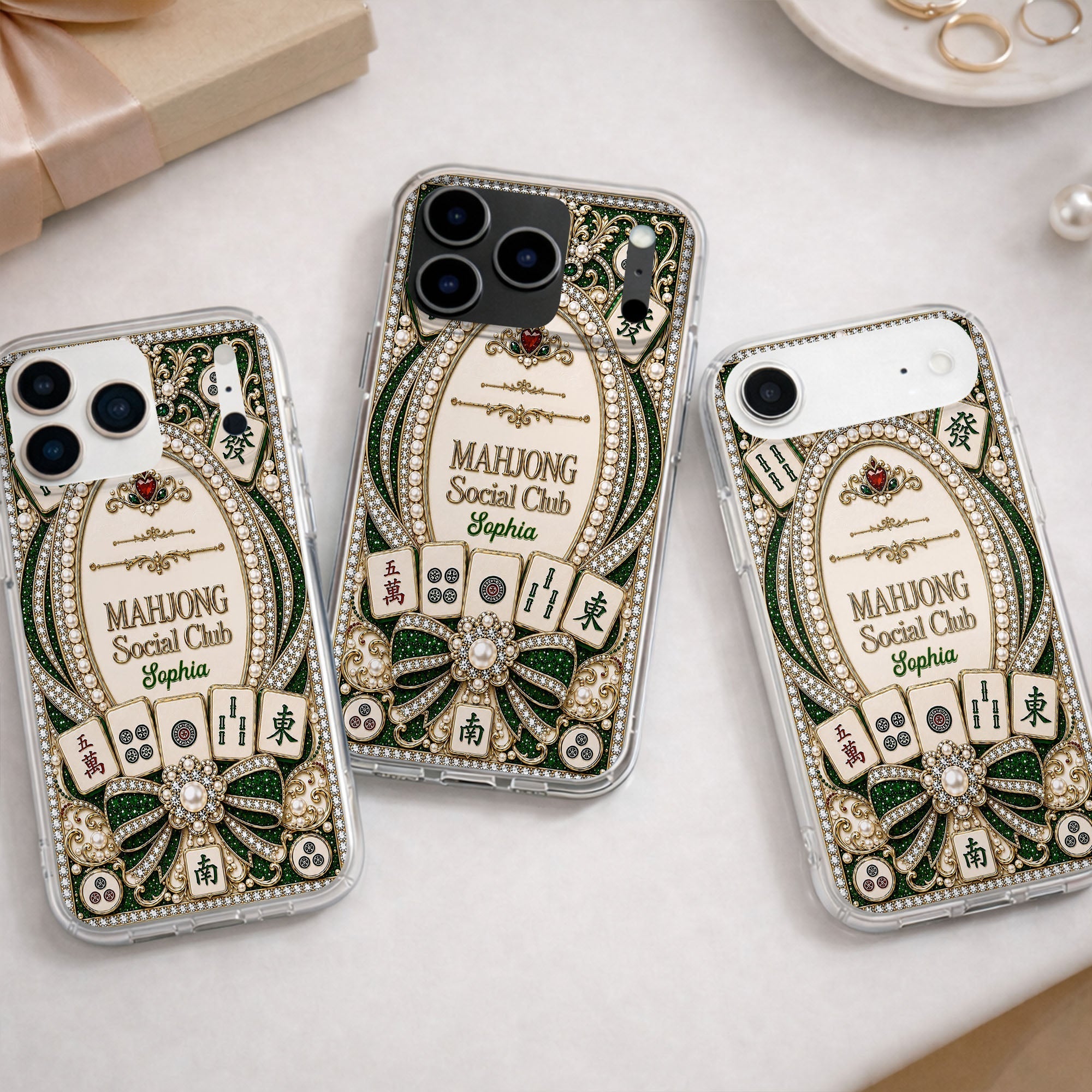 Personalized Clear Phone Case for Mahjong Lovers with Name