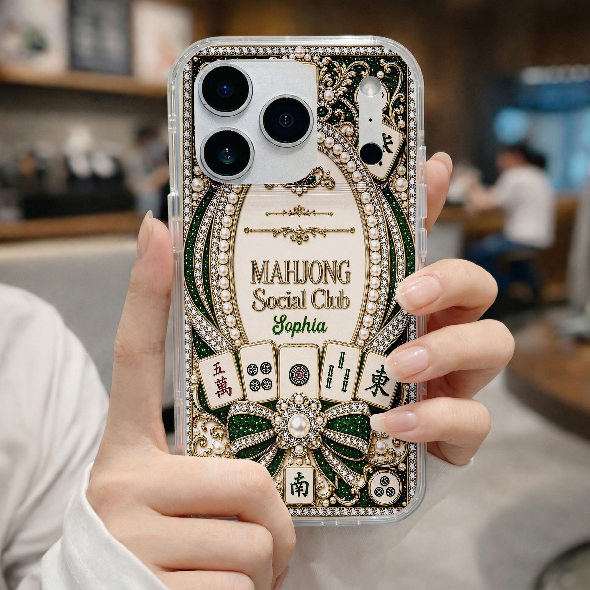 Personalized Clear Phone Case for Mahjong Lovers with Name