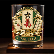 Load image into Gallery viewer, Personalized Mahj jong Whiskey Glass Custom Name Gift for Him

