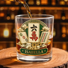 Load image into Gallery viewer, Personalized Mahj jong Whiskey Glass Custom Name Gift for Him

