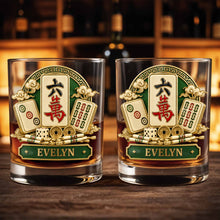 Load image into Gallery viewer, Personalized Mahj jong Whiskey Glass Custom Name Gift for Him
