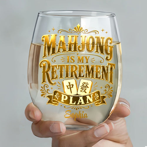 Personalized Stemless Wine Glass Mahjong Retirement Gift