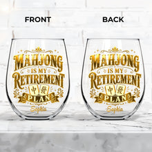 Load image into Gallery viewer, Personalized Stemless Wine Glass Mahjong Retirement Gift
