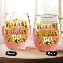Load image into Gallery viewer, Personalized Stemless Wine Glass Mahjong Retirement Gift
