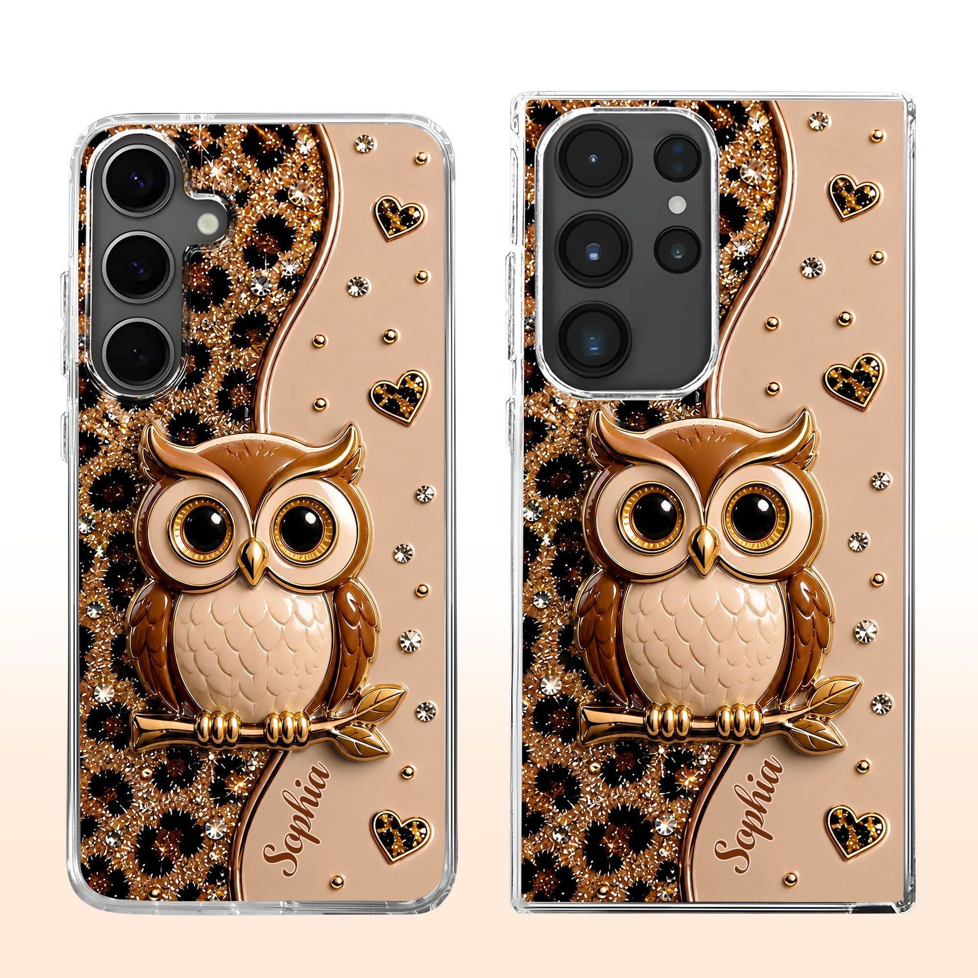 Personalized Clear Phone Case Cute Owl Design Custom Name Gift for Her