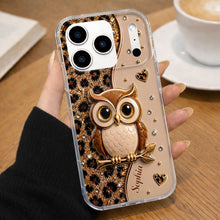 Load image into Gallery viewer, Personalized Clear Phone Case Cute Owl Design Custom Name Gift for Her

