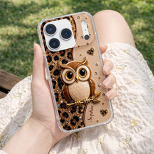 Load image into Gallery viewer, Personalized Clear Phone Case Cute Owl Design Custom Name Gift for Her
