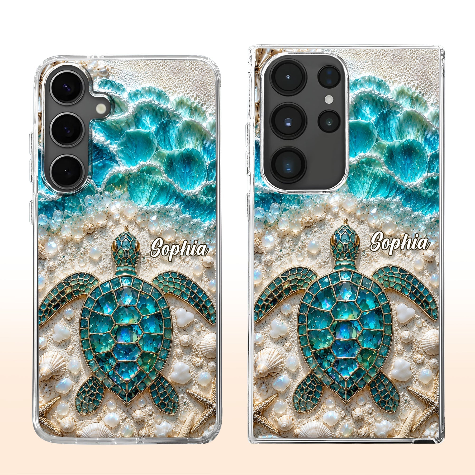 Personalized Clear Phone Case with Sea Turtles for Ocean Lovers