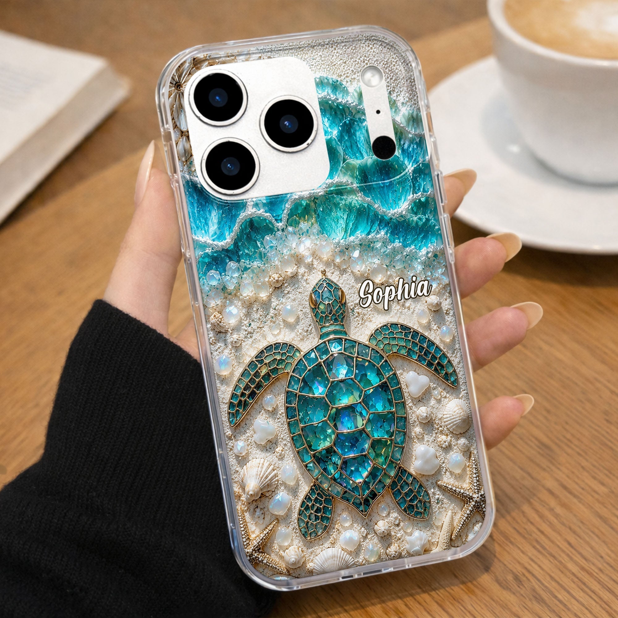 Personalized Clear Phone Case with Sea Turtles for Ocean Lovers
