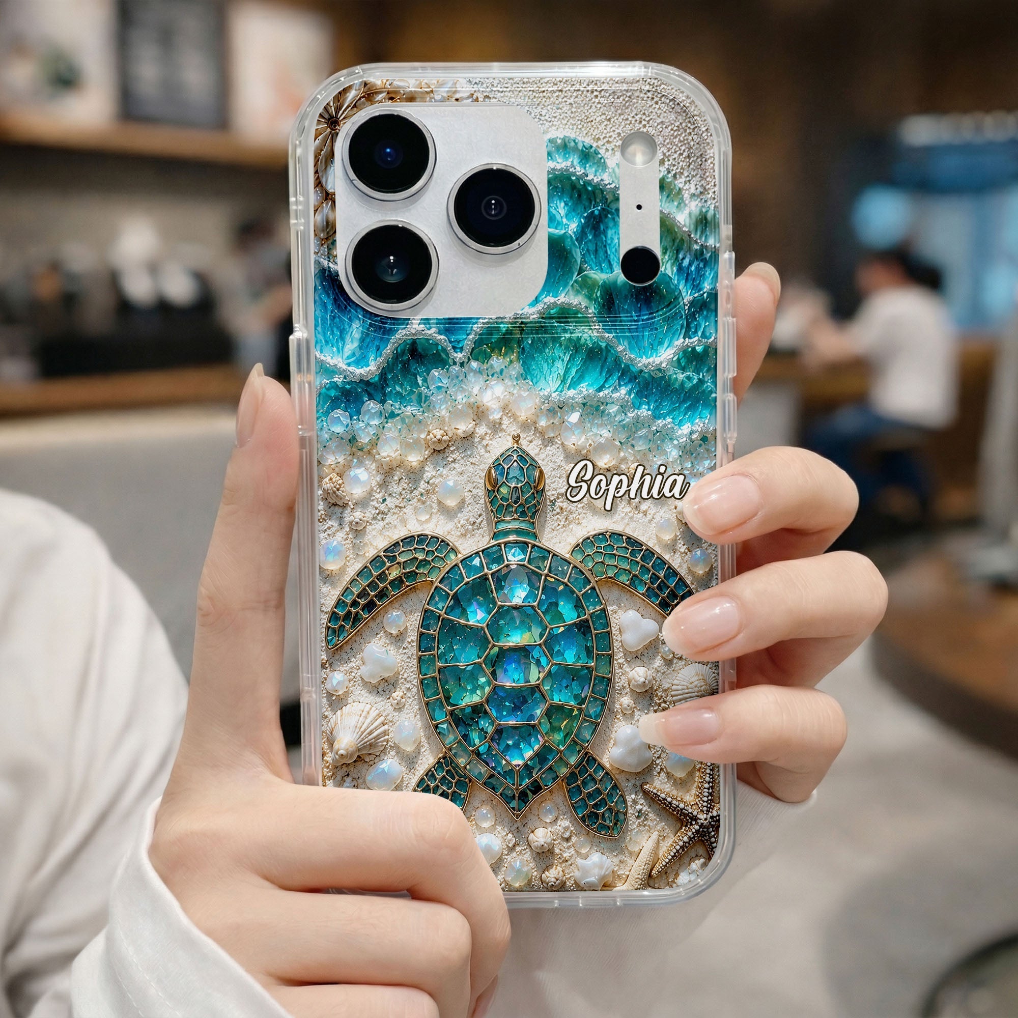 Personalized Clear Phone Case with Sea Turtles for Ocean Lovers