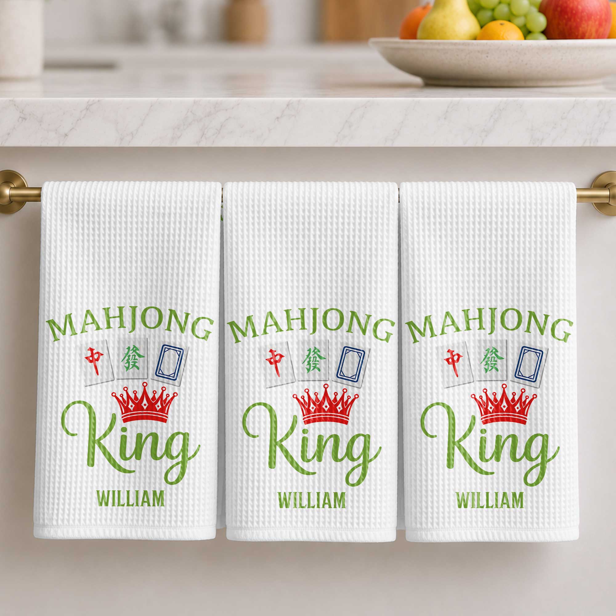 Personalized Mahjong King Kitchen Towel Custom Name Gift for Dad