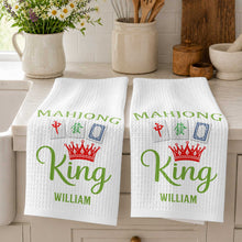 Load image into Gallery viewer, Personalized Mahjong King Kitchen Towel Custom Name Gift for Dad
