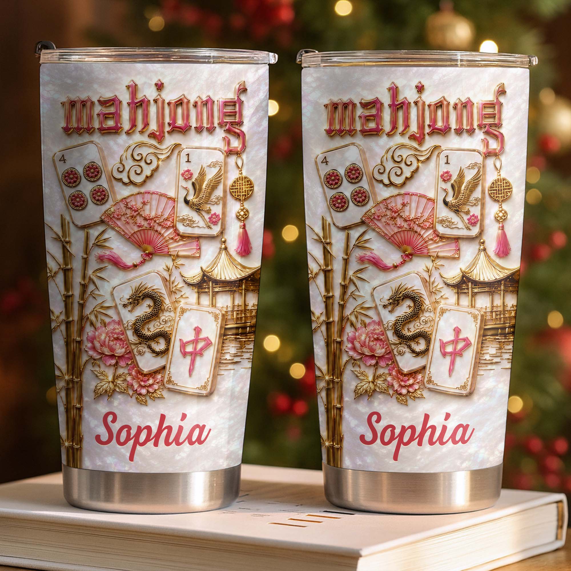 Personalized Mahjong 20oz Stainless Steel Tumbler Gift for Game Lovers