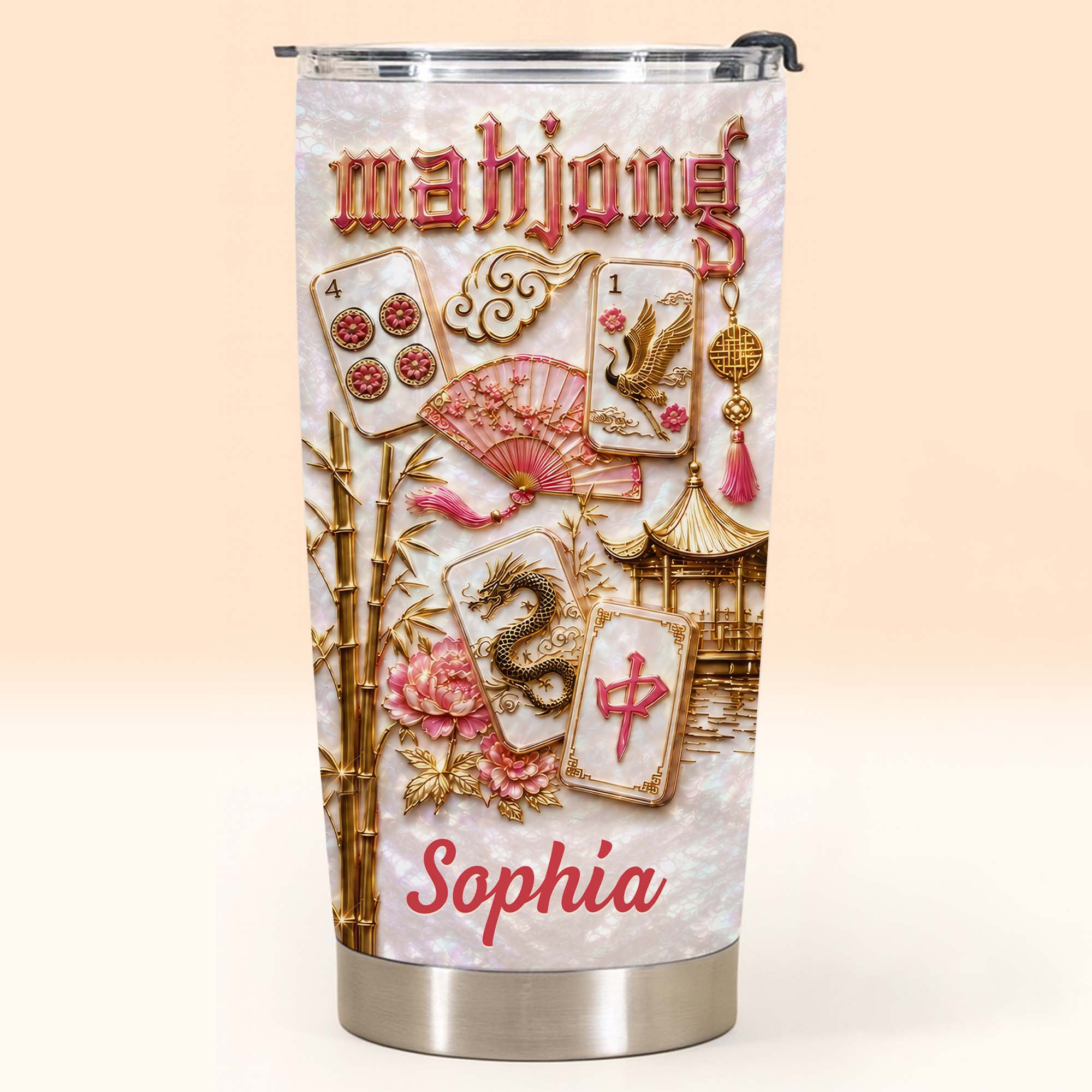Personalized Mahjong 20oz Stainless Steel Tumbler Gift for Game Lovers