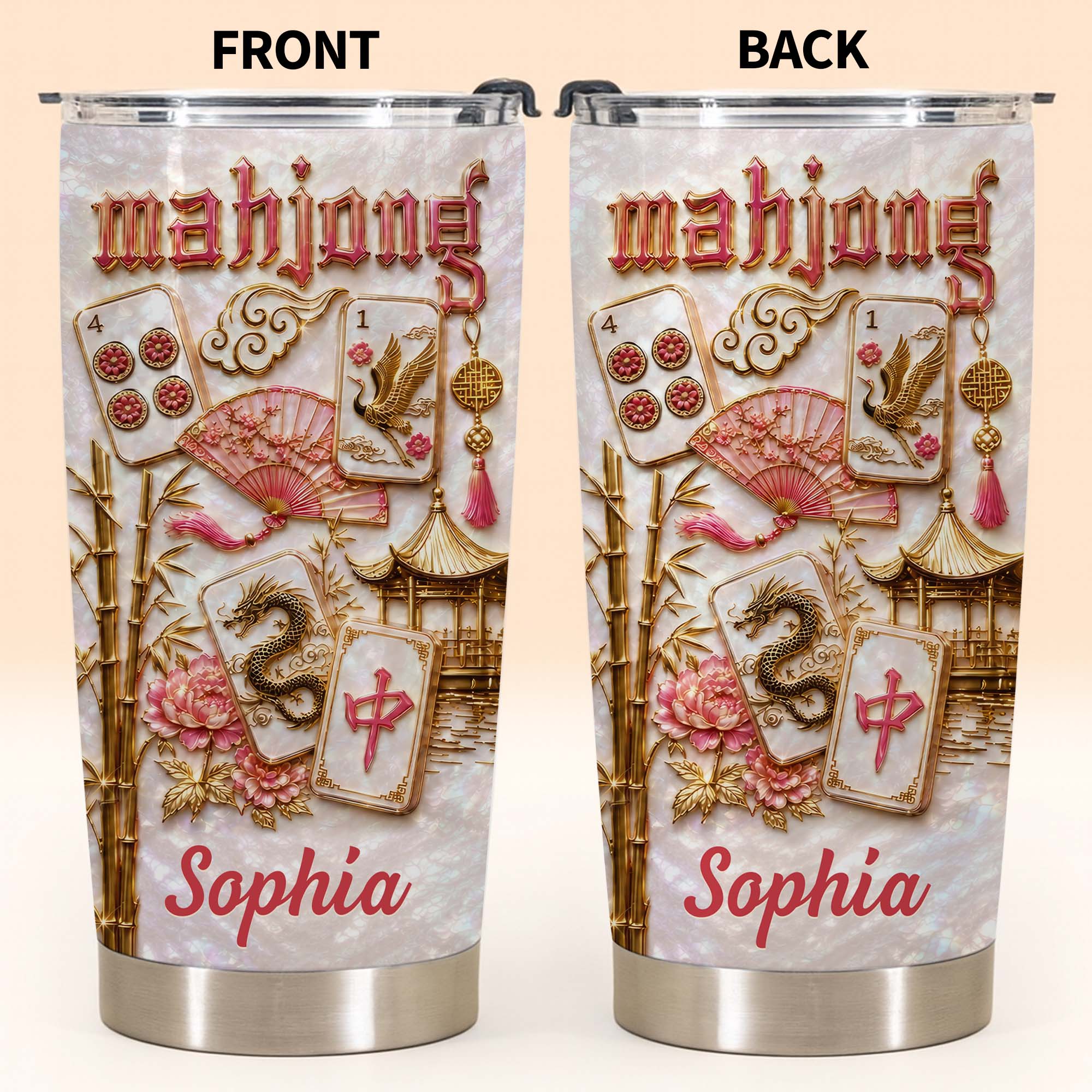 Personalized Mahjong 20oz Stainless Steel Tumbler Gift for Game Lovers