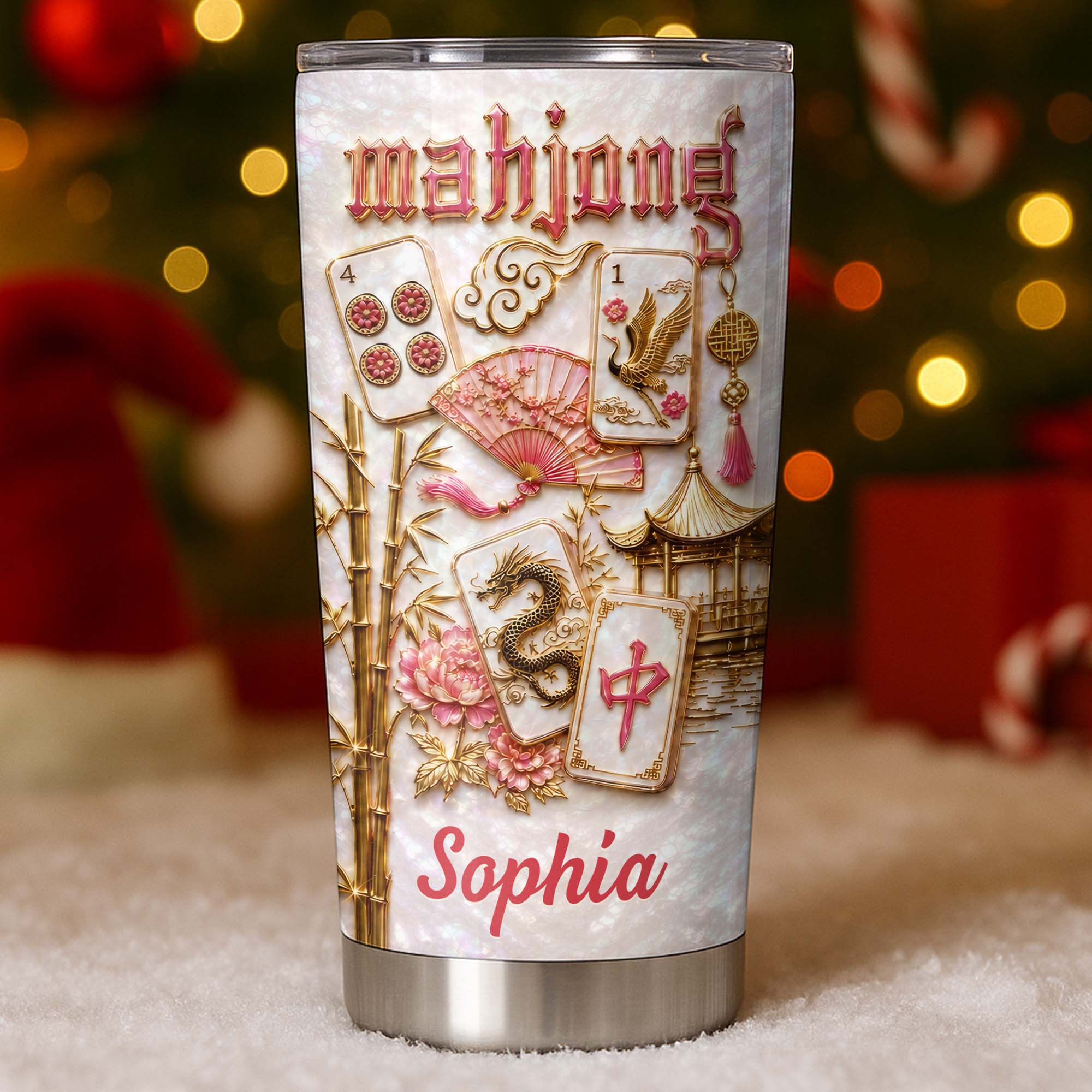 Personalized Mahjong 20oz Stainless Steel Tumbler Gift for Game Lovers