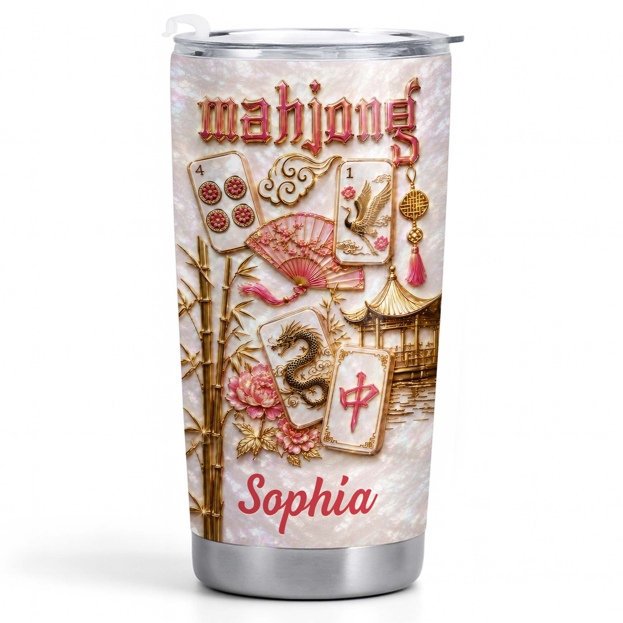 Personalized Mahjong 20oz Stainless Steel Tumbler Gift for Game Lovers