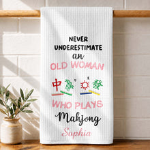 Load image into Gallery viewer, Personalized Mahjong Kitchen Towel Custom Name Gift for Her
