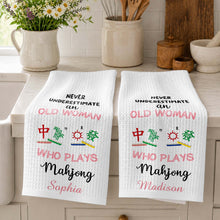 Load image into Gallery viewer, Personalized Mahjong Kitchen Towel Custom Name Gift for Her
