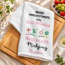 Load image into Gallery viewer, Personalized Mahjong Kitchen Towel Custom Name Gift for Her
