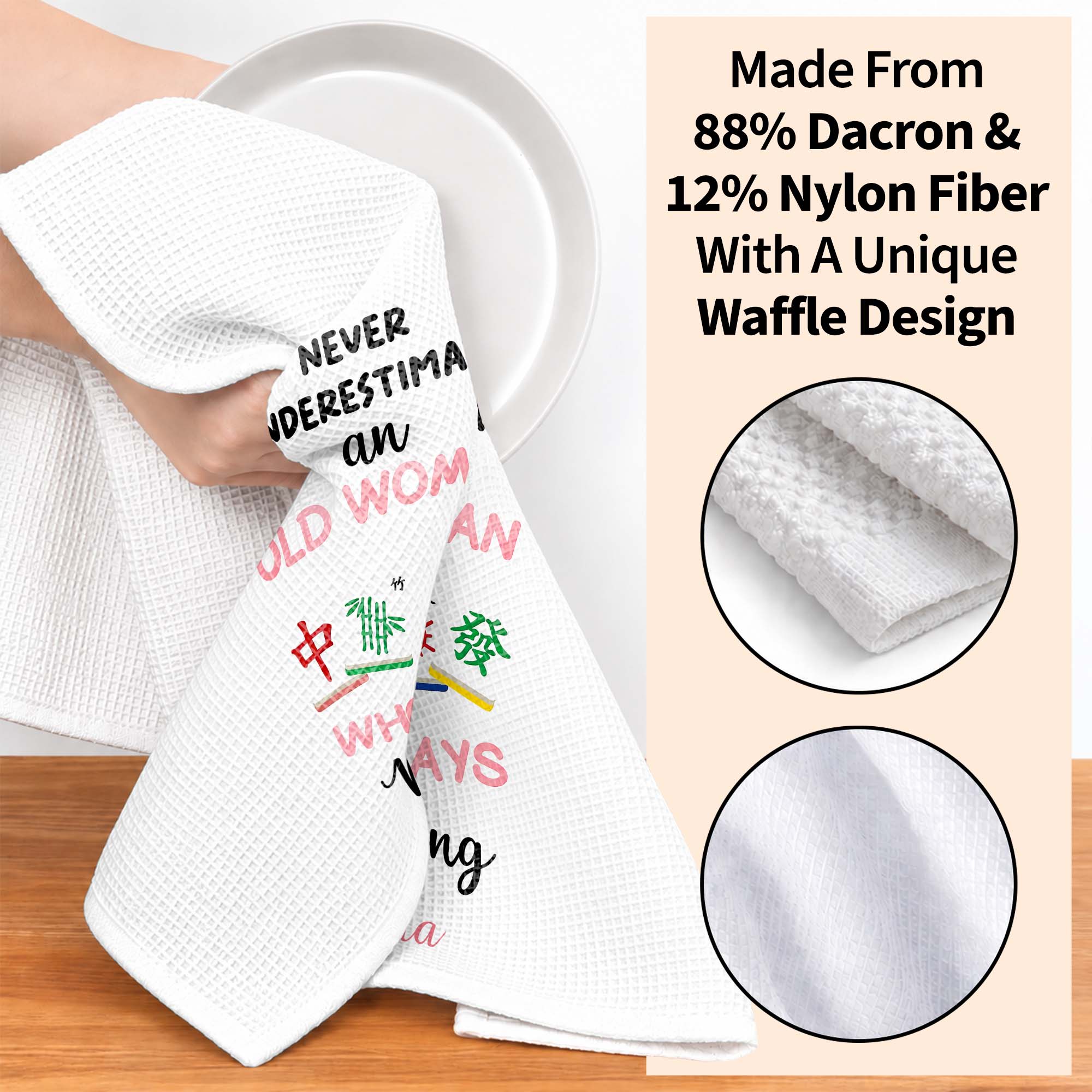 Personalized Mahjong Kitchen Towel Custom Name Gift for Her