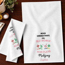 Load image into Gallery viewer, Personalized Mahjong Kitchen Towel Custom Name Gift for Her
