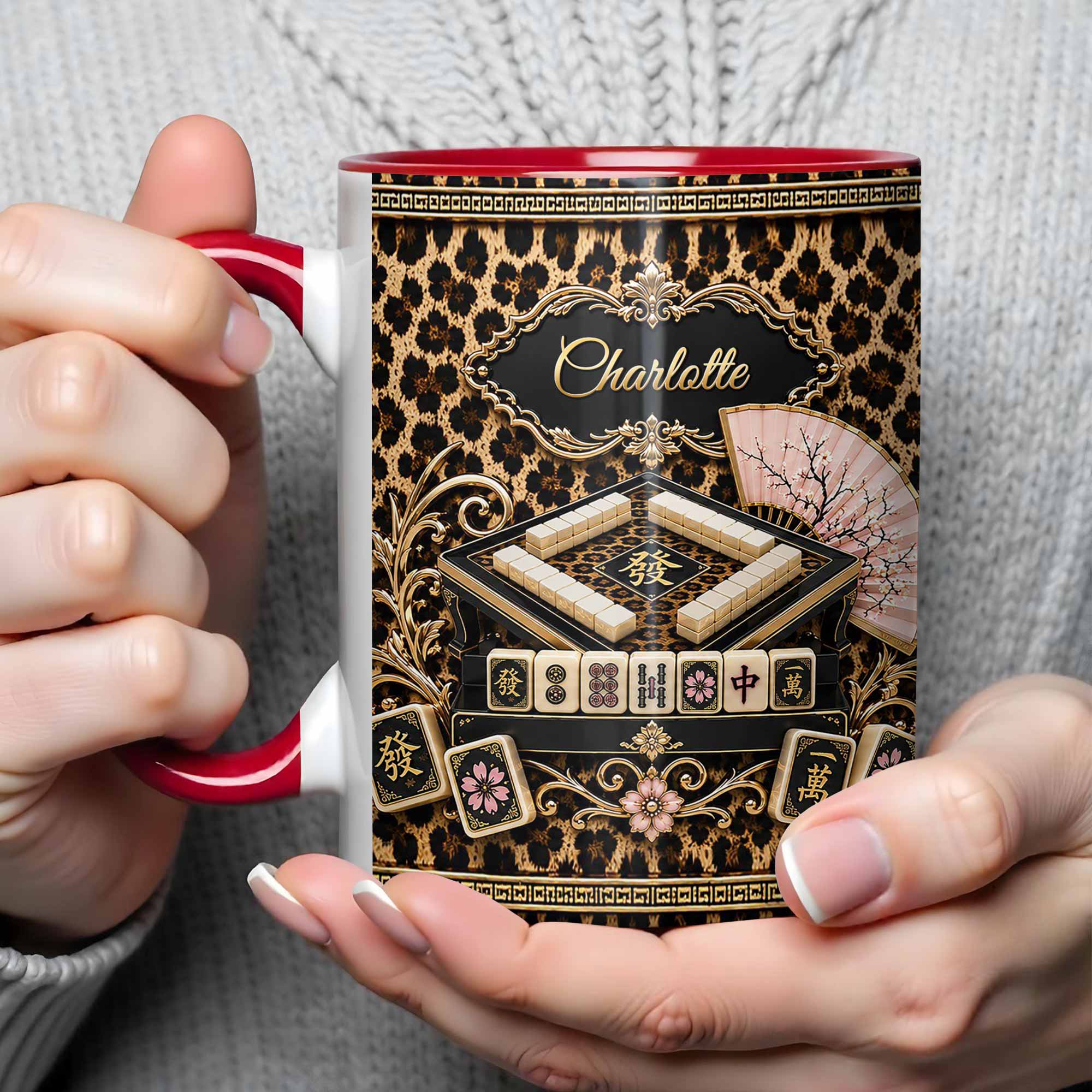 Personalized Mahjong Queen Accent Mug Custom Name Gift