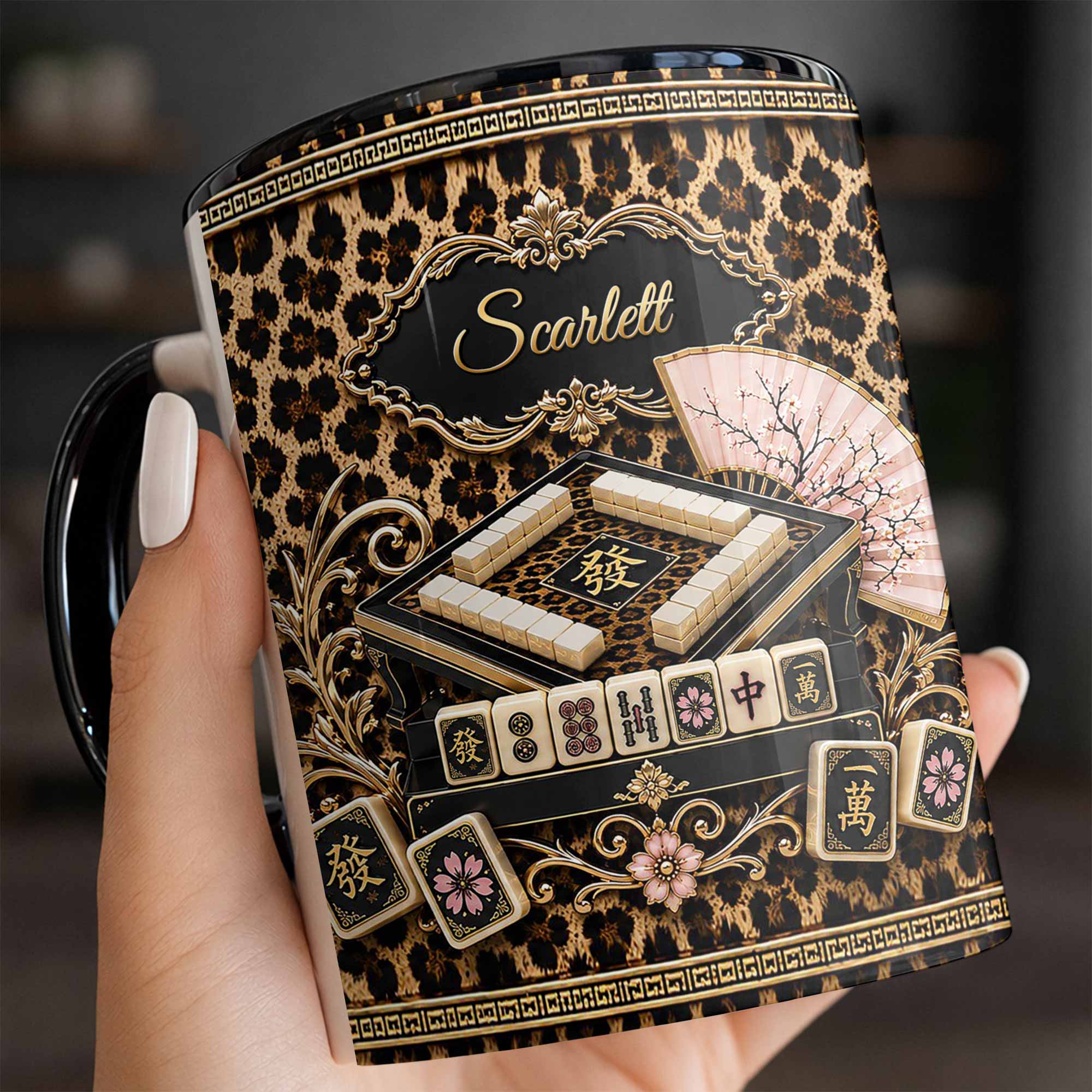 Personalized Mahjong Queen Accent Mug Custom Name Gift