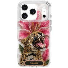 Load image into Gallery viewer, Personalized Clear Phone Case Leopard Lily Flower Custom Name Gift for Her
