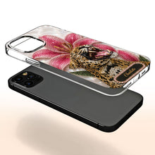 Load image into Gallery viewer, Personalized Clear Phone Case Leopard Lily Flower Custom Name Gift for Her
